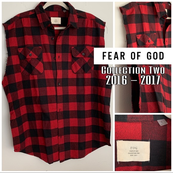 Fear of God FOG Sleeveless cutoff flannel longline - Picture 1 of 9